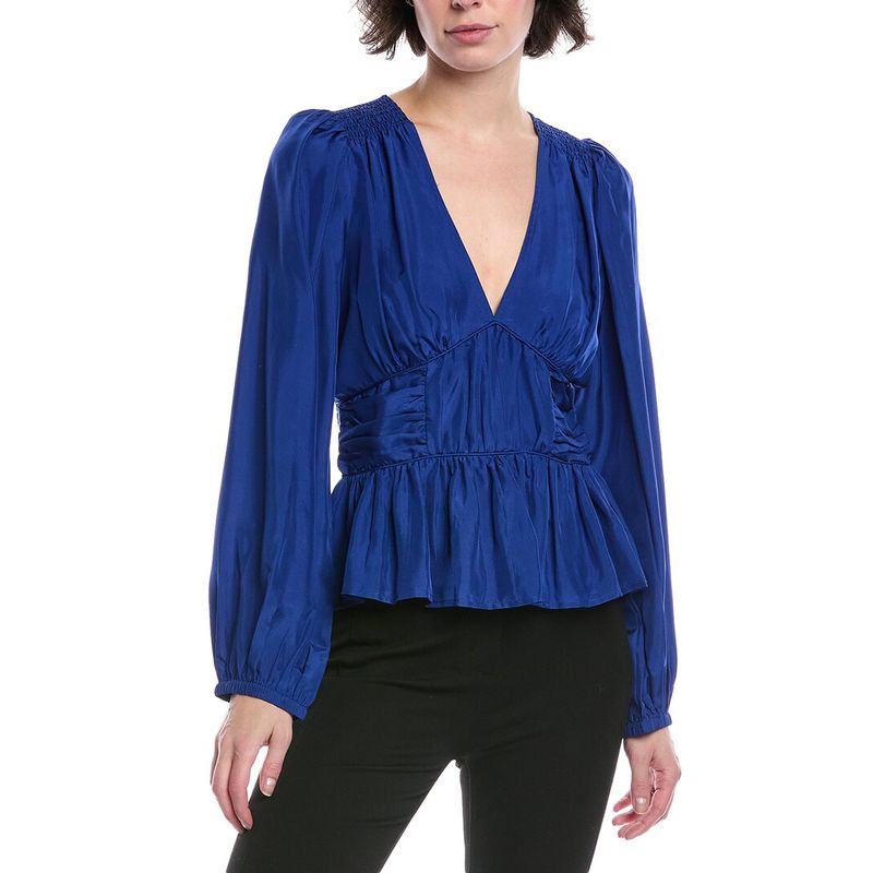 Sea New York Womens Fabiola Silk Top, Blue